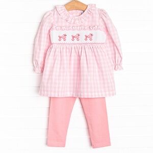 New Stitchy Fish poodles smocked gingham top dress set leggings tunic dogs puppy
